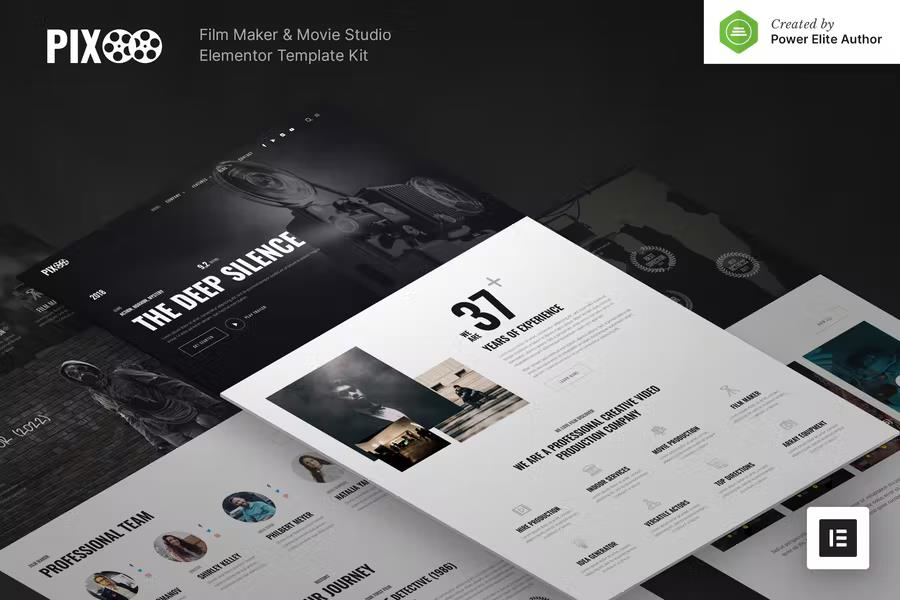 PIXOO – FILM MAKER & MOVIE STUDIO ELEMENTOR TEMPLATE KIT